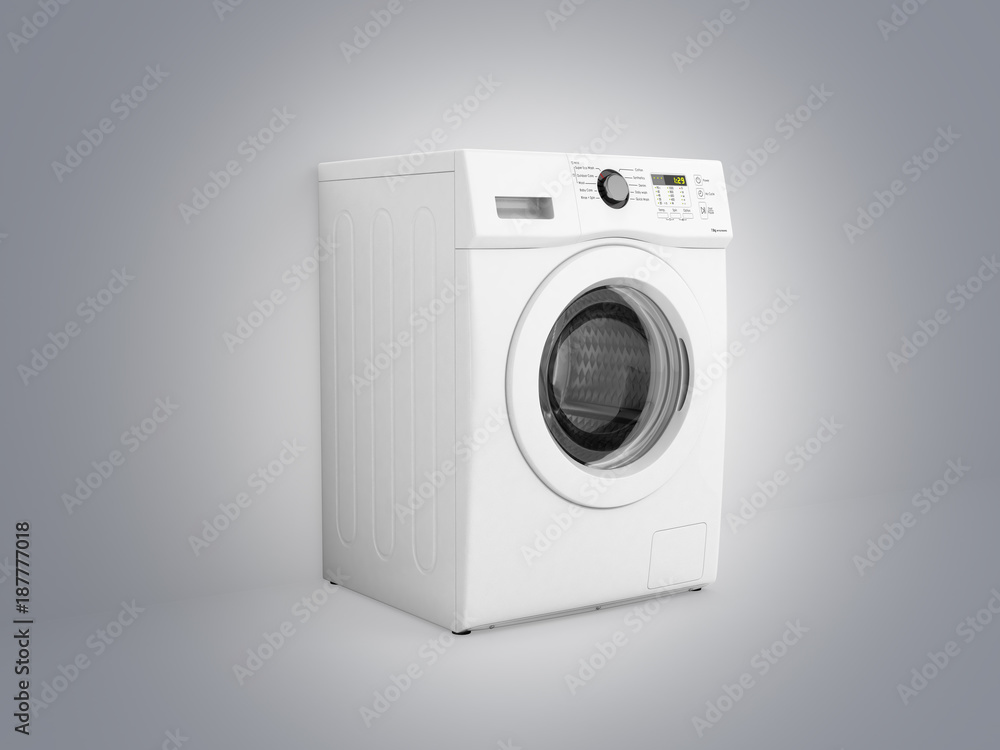 Washing machine on grey gradient background 3d illustration