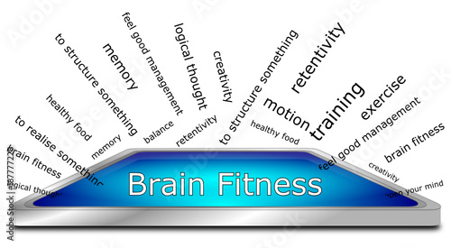 Brain Fitness wordcloud - 3D illustration