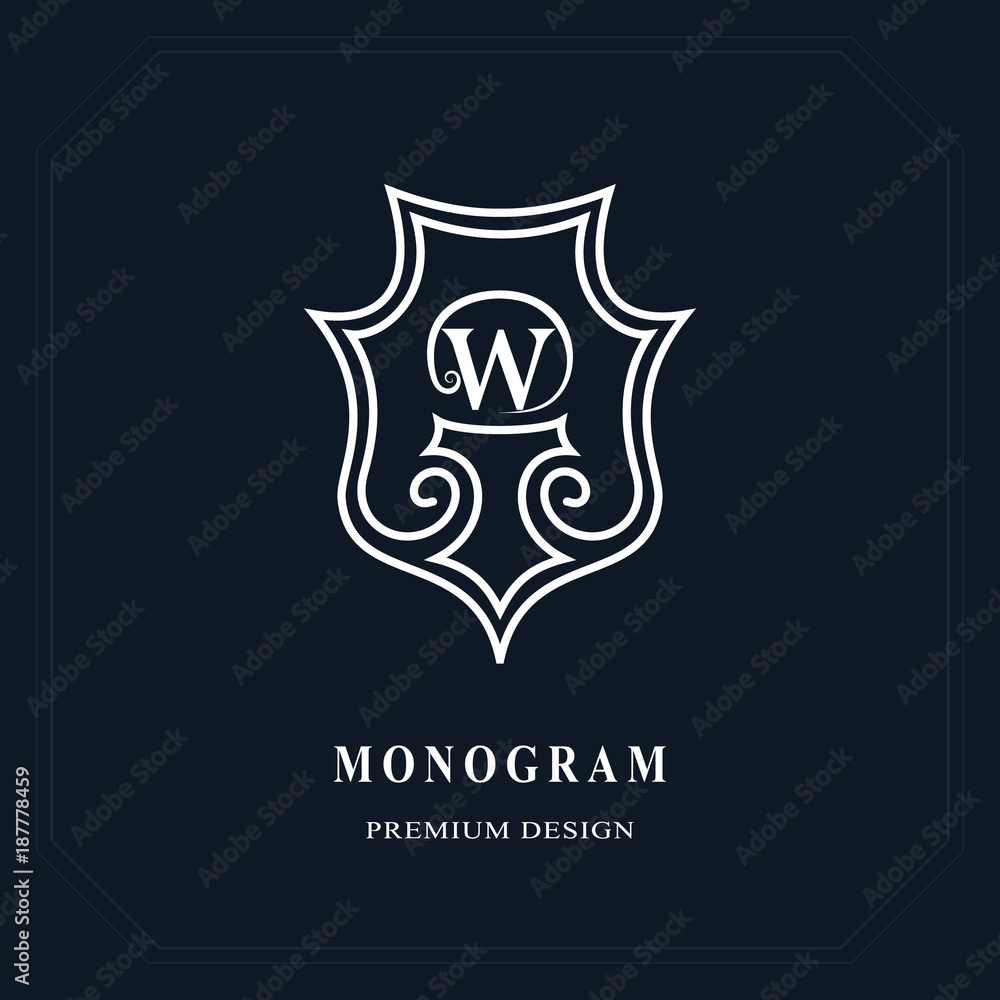 Beautiful line monogram. Elegant emblem. Art logo design. Letter W. Graceful template. Business sign, identity for Restaurant, Royalty, Boutique, Cafe, Hotel, Heraldic, Jewelry. Vector illustration Beautiful line monogram. Elegant emblem. Art logo design. Letter W. Graceful template. Business sign, identity for Restaurant, Royalty, Boutique, Cafe, Hotel, Heraldic, Jewelry. Vector illustration