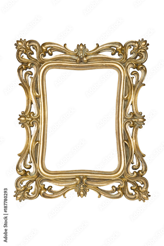 Golden picture frame isolated on white with clipping path Golden picture frame isolated on white with clipping path