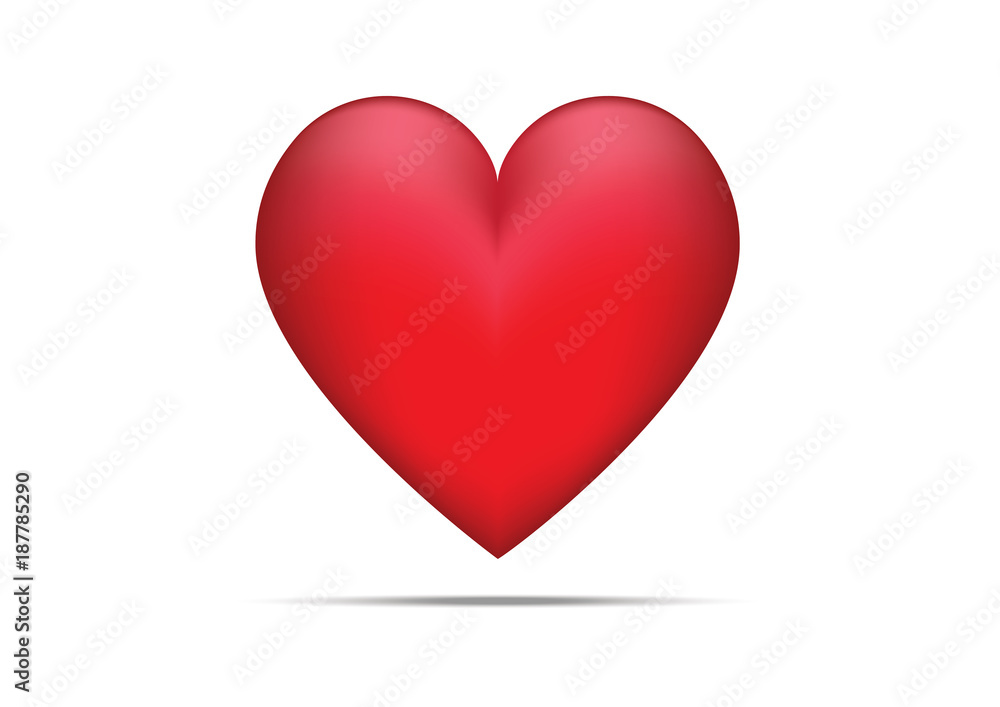 Valentine Love Red Heart on White Background Illustration