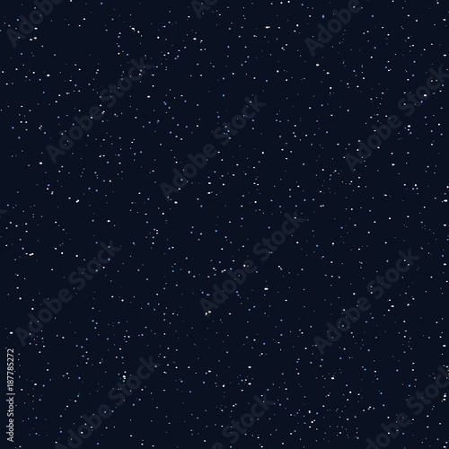 Starry sky seamless pattern, white and blue dots in galaxy and stars style - repeatable background. Galaxy background of starry night sky, space repeat seamless