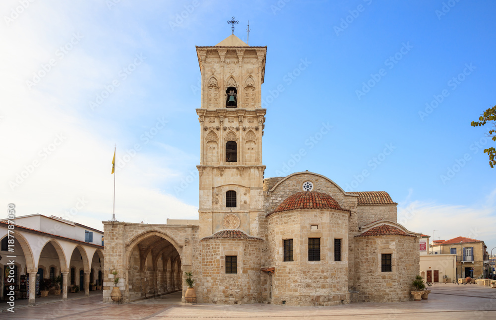 Saint Lazarus, an orthodox church under blue sky with few clouds, at Larnaca, Cyprus.