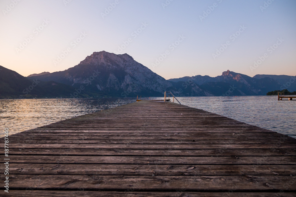 Landing stage into a mountain lake in Austria