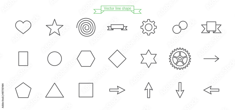 Line icon set heart star arrow and other shapes Line icon set heart star arrow and other shapes