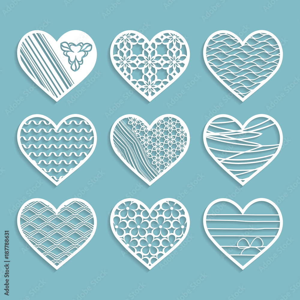 white paper patterned hearts white paper patterned hearts