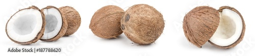 Set of coconut on a white background cutout
