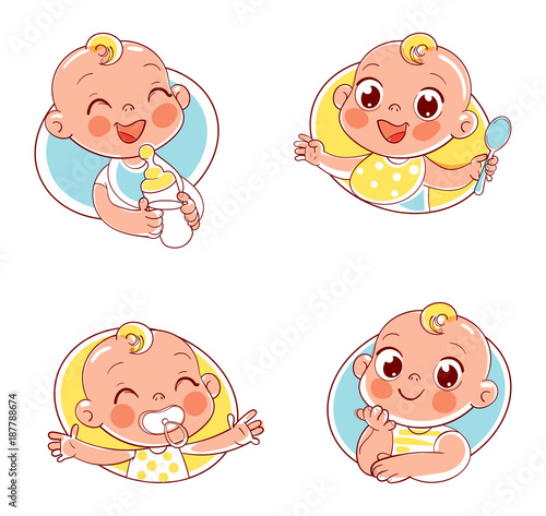 Collection of baby portraits in different situations