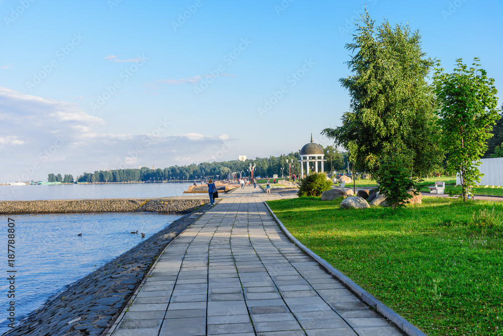  Onega embankment of the city of Petrozavodsk. Karelia, Russia.
