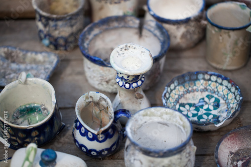 Boleslawiec ceramics - destroyed ceramics - art photo
