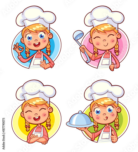 Collection of Cook Chef portraits in different situations