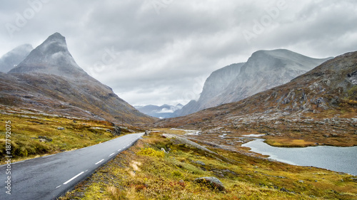 Road in the mountains of Norway, near the trollstigen (road of trolls)
