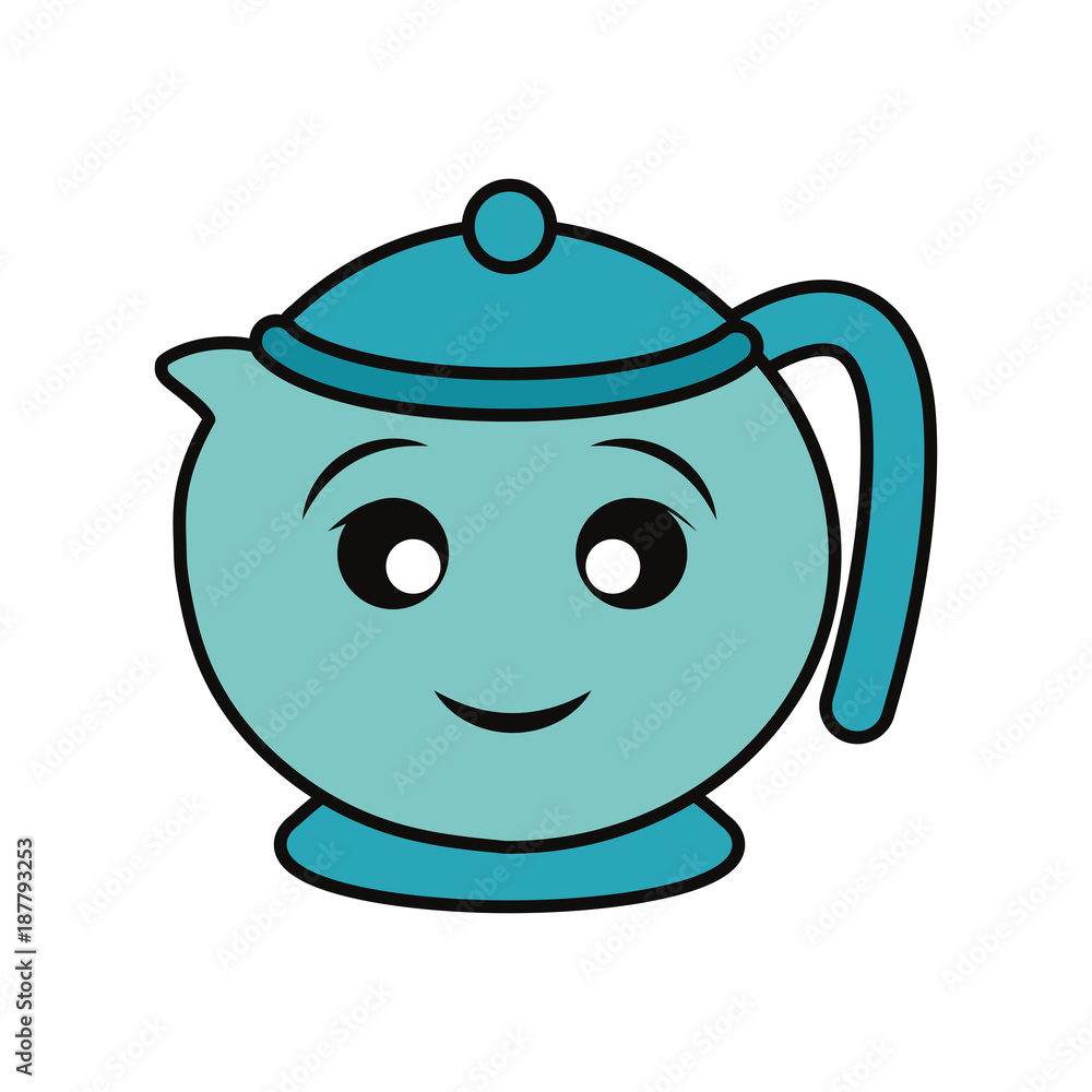 Porcelain teapot isolated smiling cartoon Porcelain teapot isolated smiling cartoon