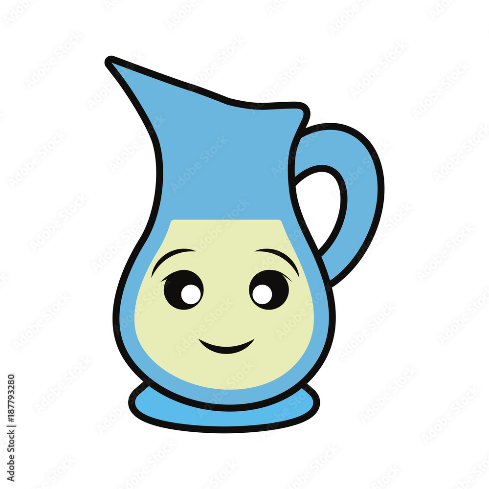 Glass jar with drink smiling cartoon Glass jar with drink smiling cartoon