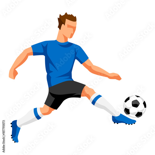 Fototapeta Naklejka Na Ścianę i Meble -  Soccer player with ball. Sports football illustration