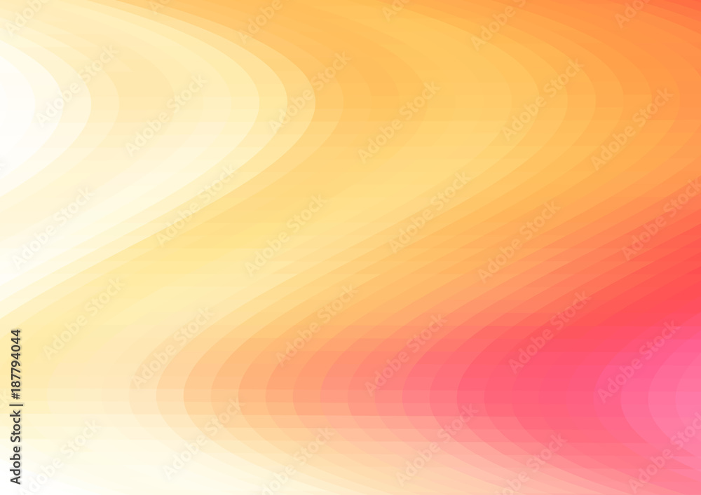 Abstract background with curved geometric shapes. Bright shades of yellow and red.
