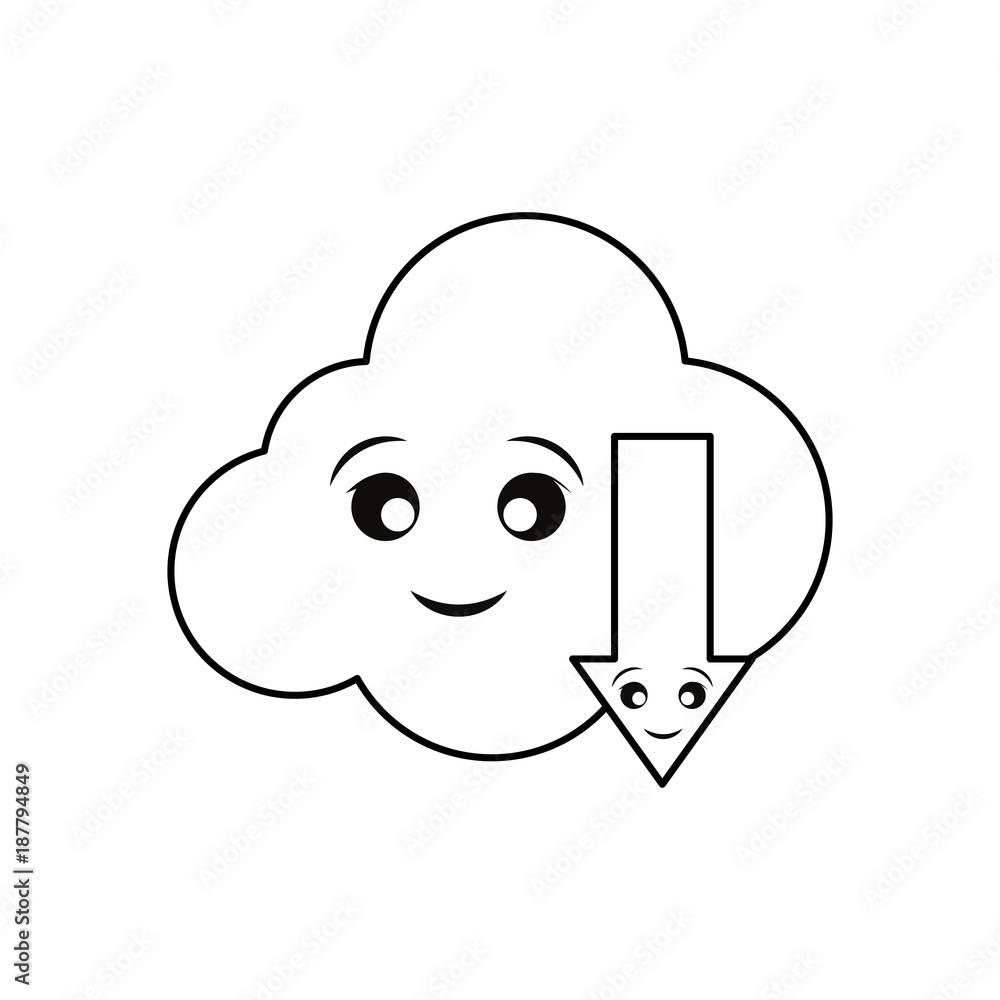 Cloud computing symbol smiling cartoon Cloud computing symbol smiling cartoon