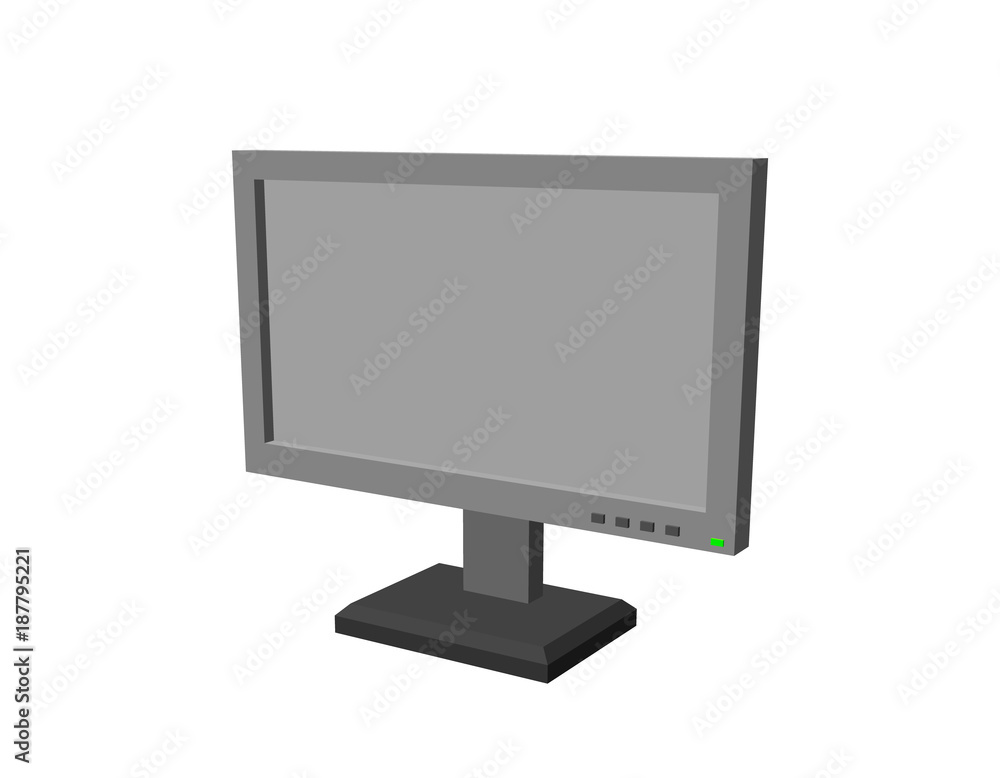 Computer monitor icon. Isolated on white background. 3d Vector illustration. Computer monitor icon. Isolated on white background. 3d Vector illustration.