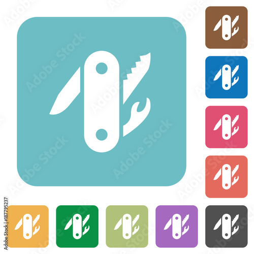 Swiss army knife rounded square flat icons