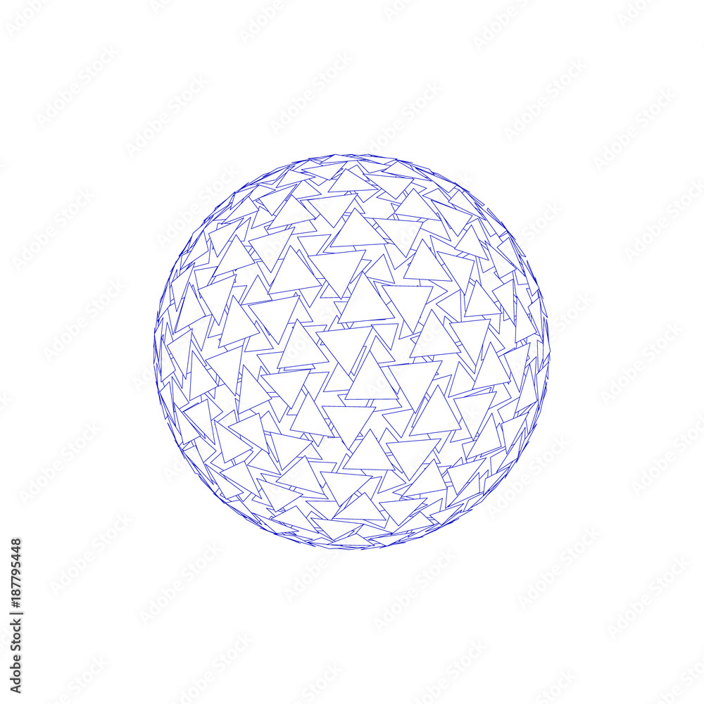 Abstract polygonal broken sphere. Isolated on white background.Vector illustration. Abstract polygonal broken sphere. Isolated on white background.Vector illustration.