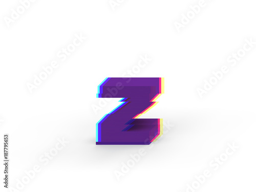 Free Download 3D realistic glitch lowercase letter z with soft shadow isolated on white background - Path selection on file. - GFXLoad