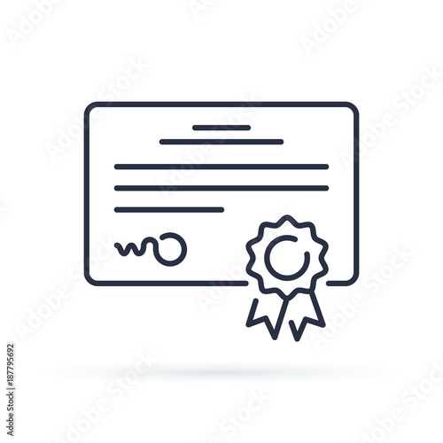 Vector certificate icon. Achievement or award grant, diploma concepts. Premium quality graphic design elements.