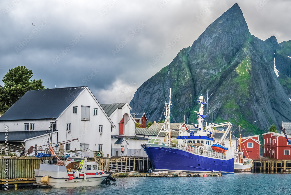 The fishing village of Hamnoy, Reinefjord, Lofoten Islands, Nordland, Norway.