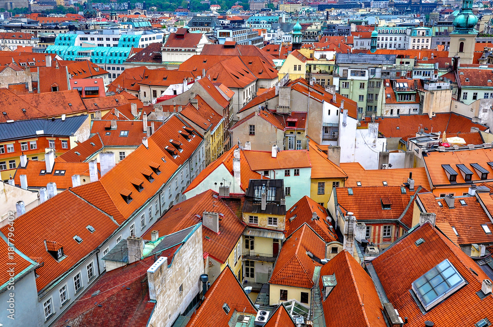 Roofs city of Prague