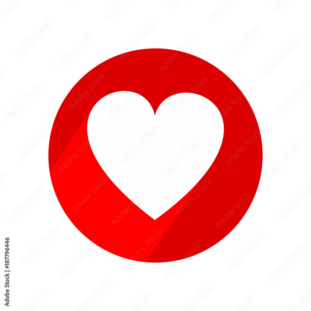 Heart circle flat icon with long shadow. Love symbol. Valentine's Day sign or emblem isolated on background. Heart circle flat icon with long shadow. Love symbol. Valentine's Day sign or emblem isolated on background.