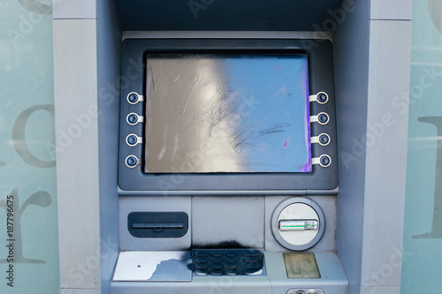 Vandalized and Spray Painted ATM Machine