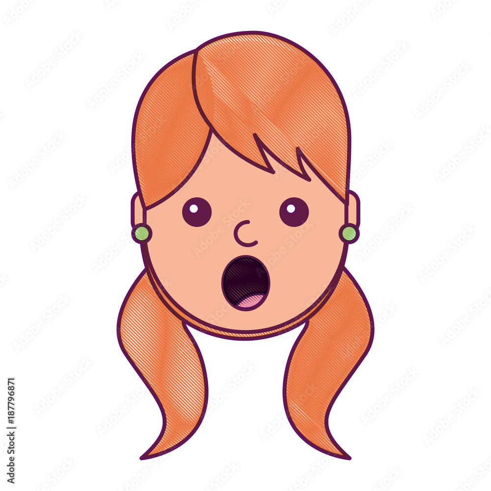 surprised young woman face expression facial vector illustration drawing design