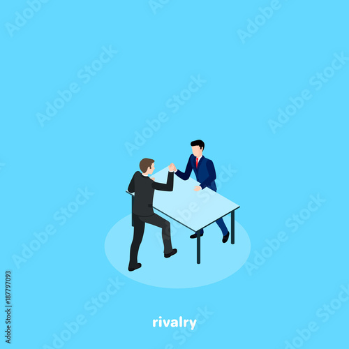 men in business suits are fighting on their hands, isometric image © dimon_ua