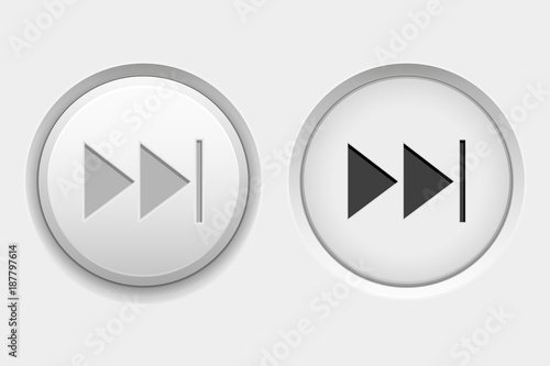 FAST FORWARD round white interface buttons. Normal and pushed