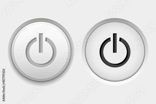 POWER round white interface buttons. Normal and pushed