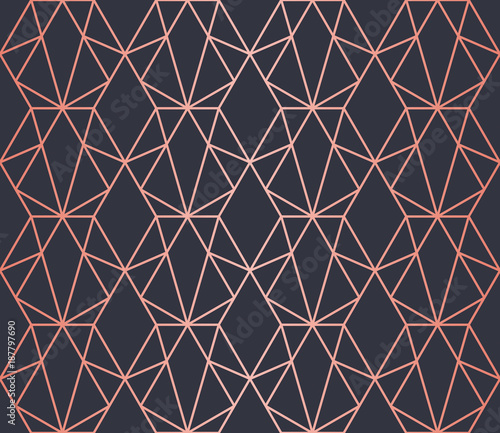Luxury geometric pattern. Seamless Vector Lines. Trendy Copper Look.