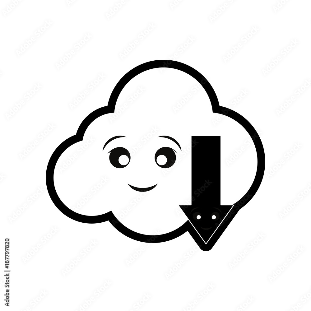 Cloud computing symbol smiling cartoon Cloud computing symbol smiling cartoon