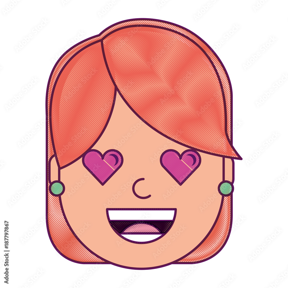 girl with heart eyes cartoon