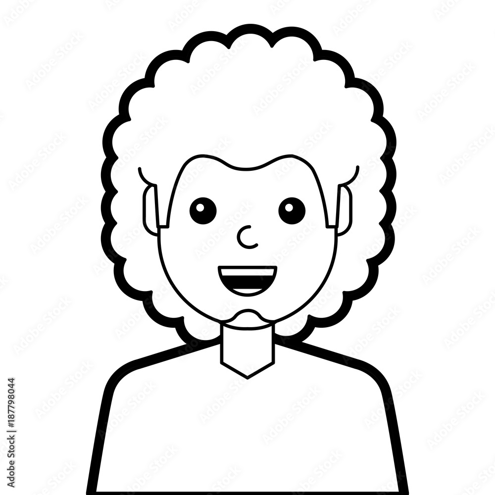 portrait man laughing happy character vector illustration line design