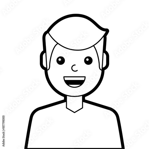 portrait man laughing happy character vector illustration line design