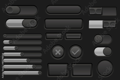 Black interface buttons set