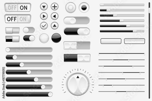 Set of black interface switch buttons, sliders