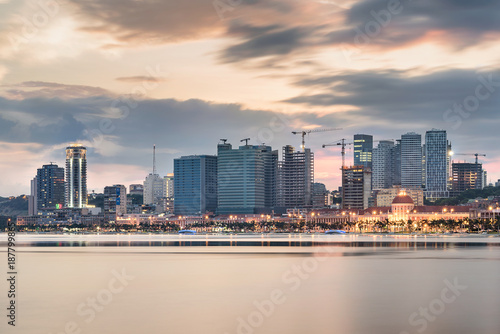 Luanda a acordar - a baixa da cidade vista a partir da baía ao nascer do sol. Angola photo