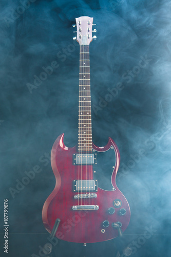 electric guitar in dense smoke