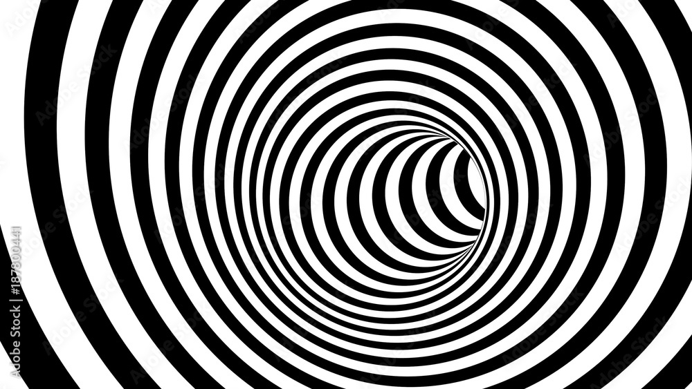 Fototapeta Tunel czarno-biała spirala 3D