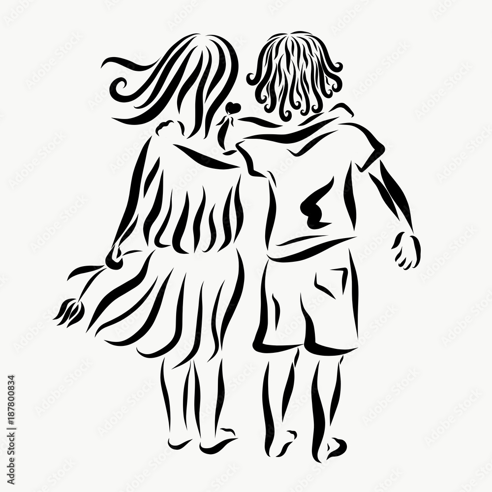 Boy And Girl Drawing Vector Art, Icons, and Graphics for Free Download