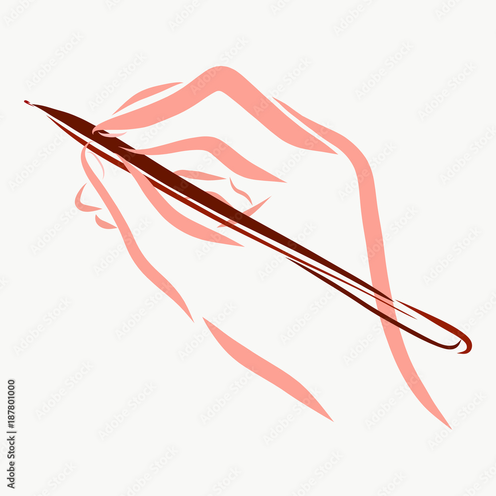 Hand, holds the pen and writes Hand, holds the pen and writes