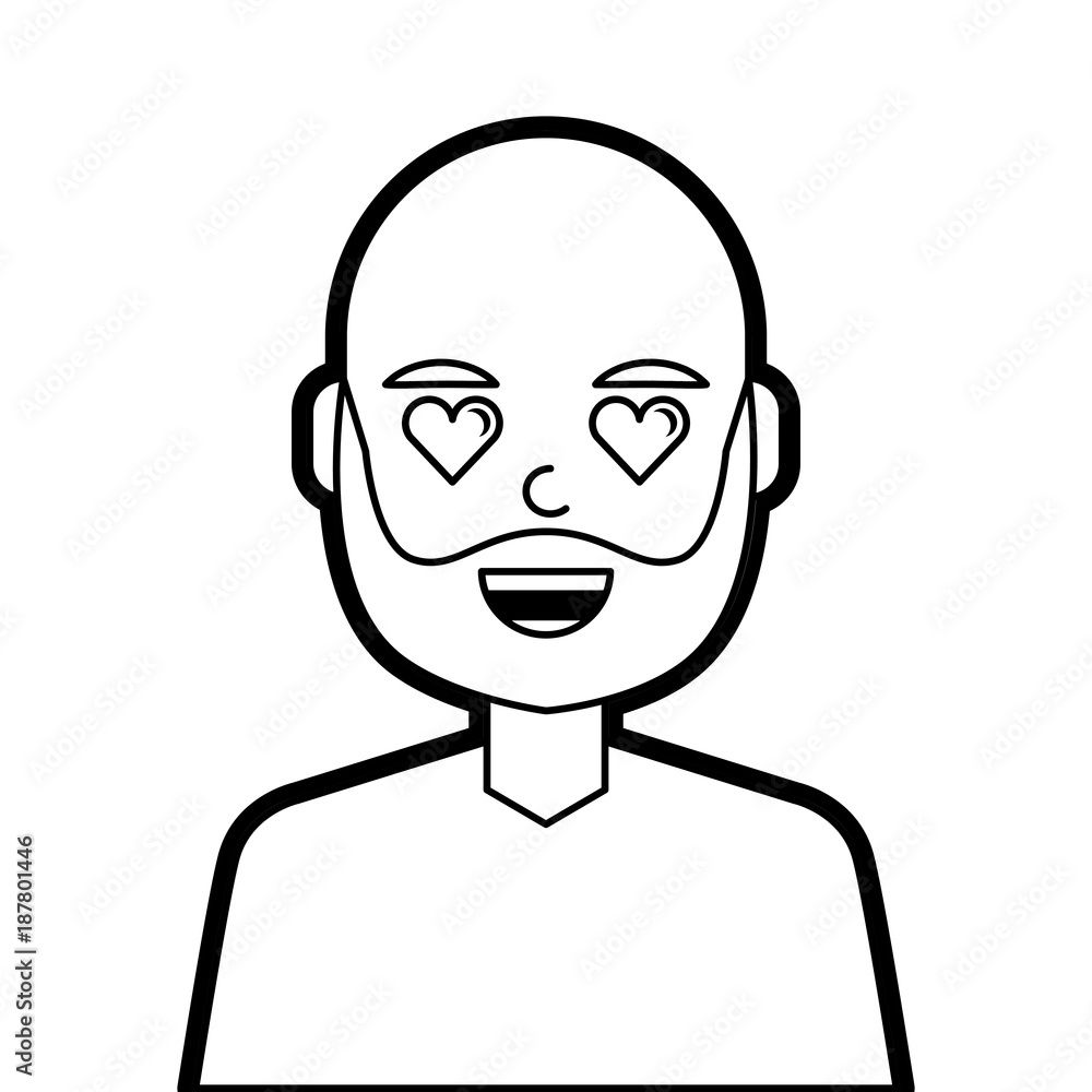man character in love emotion with hearts as eyes vector illustration line design man character in love emotion with hearts as eyes vector illustration line design