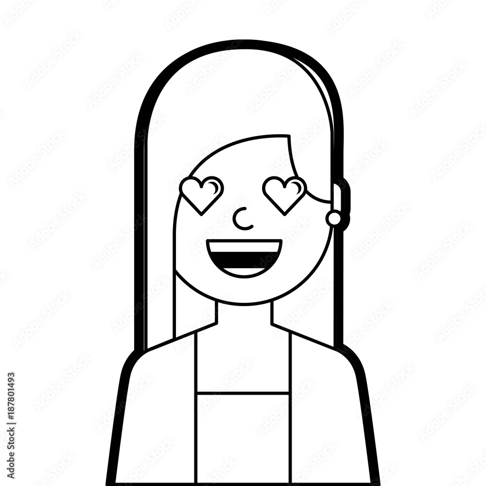 portrait woman angry facial expression cartoon vector illustration line design