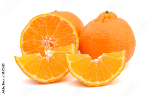 ripe mandarins isolated on white background
