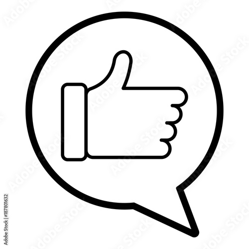 speech bubble with hand like image vector illustration line design
